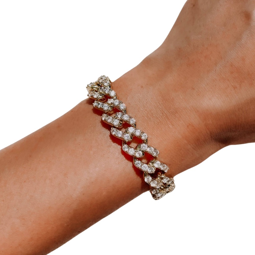 Diamonds & Cigars Bracelet - Cubic Zirconia Encrusted - 18K Gold Plated Brass